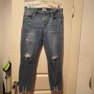 Pistola Arianna skinny leg, high rise, distressed jeans, raw hem, size 30